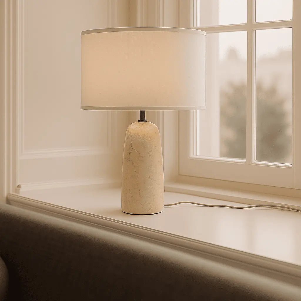 Charlotte Marmeren Lamp | Katoenen kap en elegante verlichting
