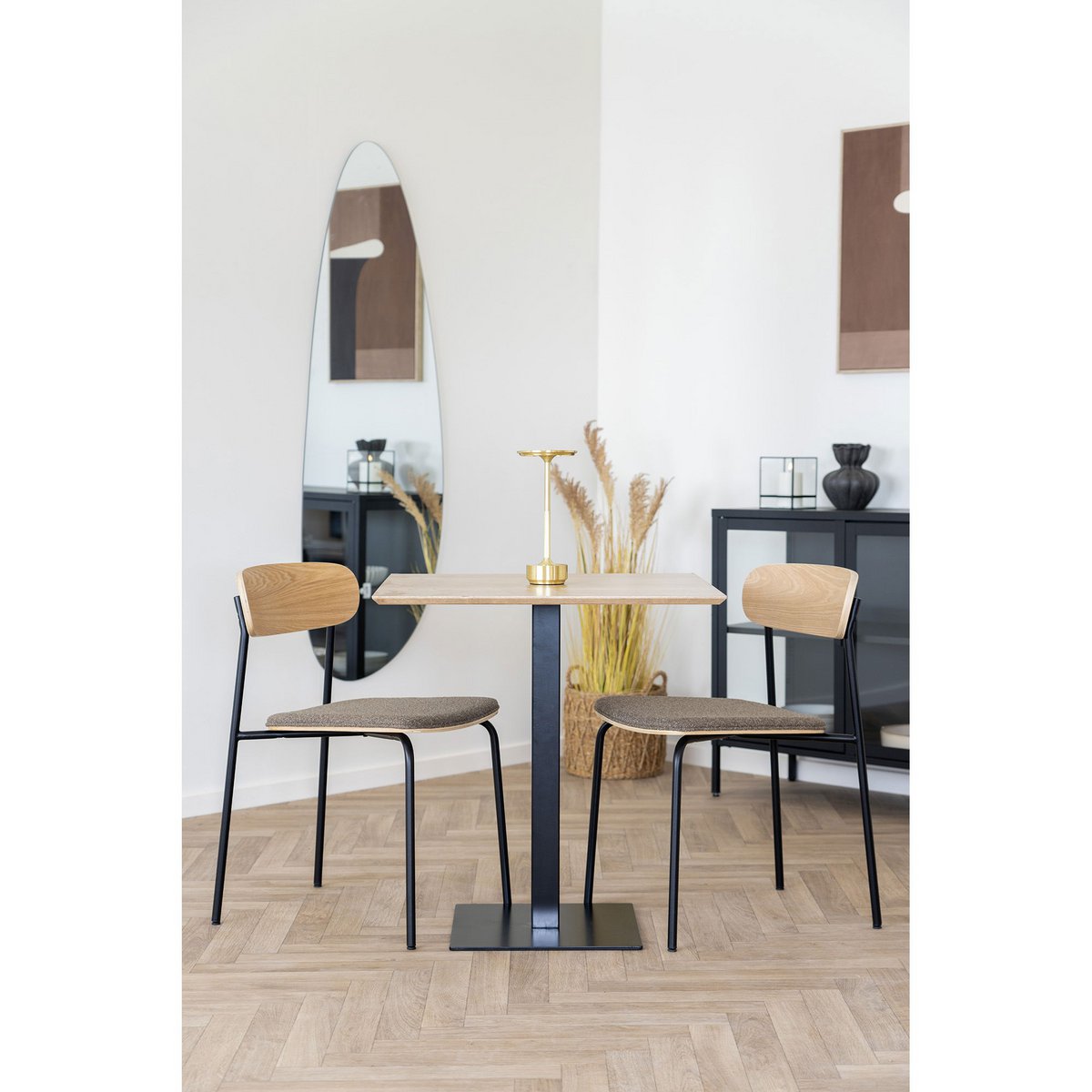 Estepona Eetkamerstoel - Naturel/Bruin/Zwart, 51x47x77cm - Set van 2