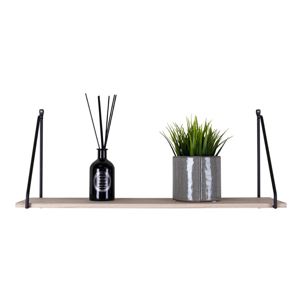 Arnhem Plank - Staal, Hout, Zwart/Natuurlijk - 65x17x27 cm