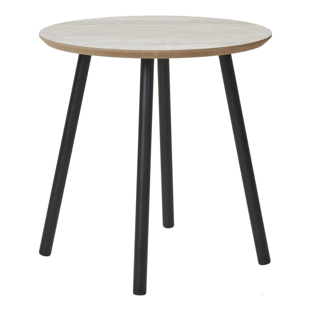 Aalst Bijzettafel - Staal, MDF, Zwart, Beige - Ø40x40 cm