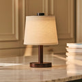 Rover Donkerbruine Houten Oplaadbare Lamp | Snoerloos, dimbaar en linnenmix