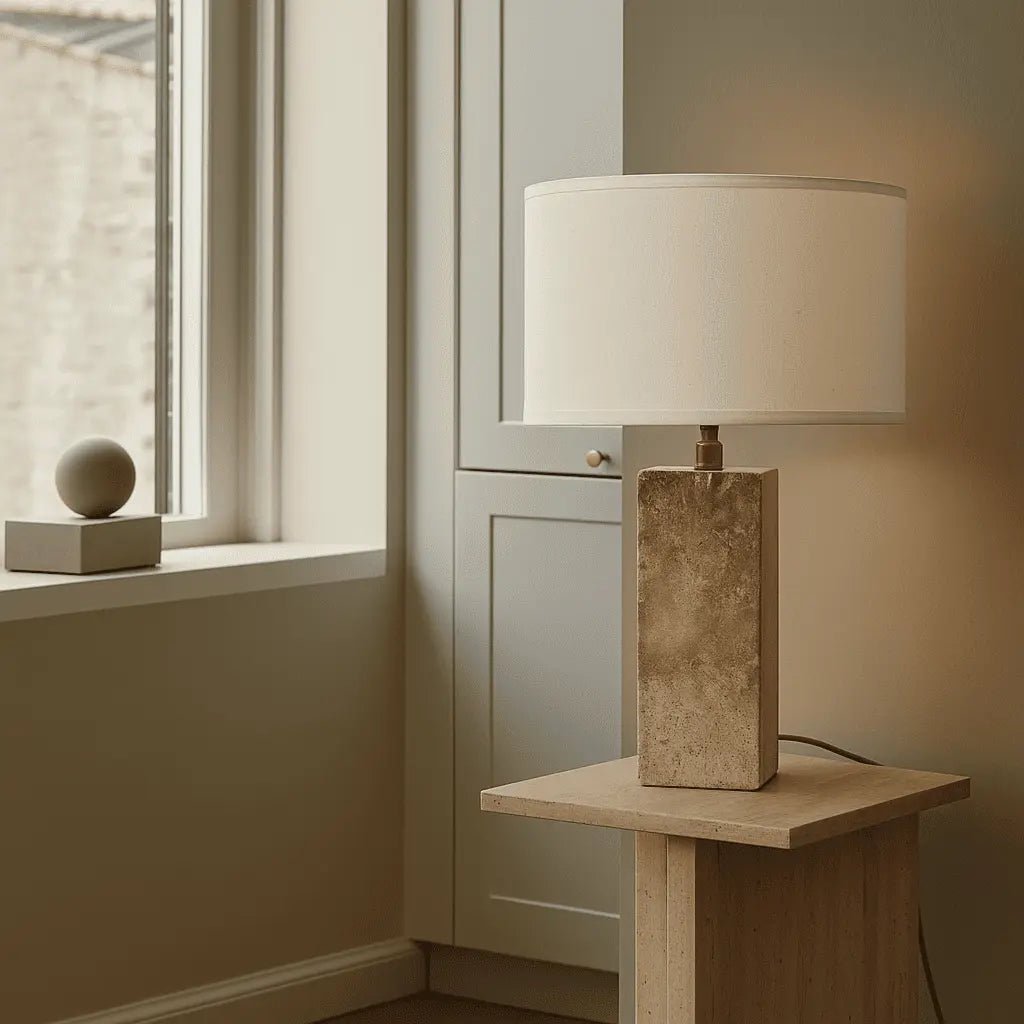 Rosie travertijnlamp | Katoenen kap en elegant ontwerp