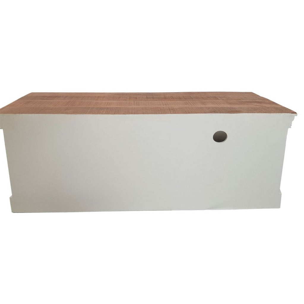 TV-lowboard TV-meubel B 114 H 45 cm massief houten TV-meubel Ibiza wit massief mangohout