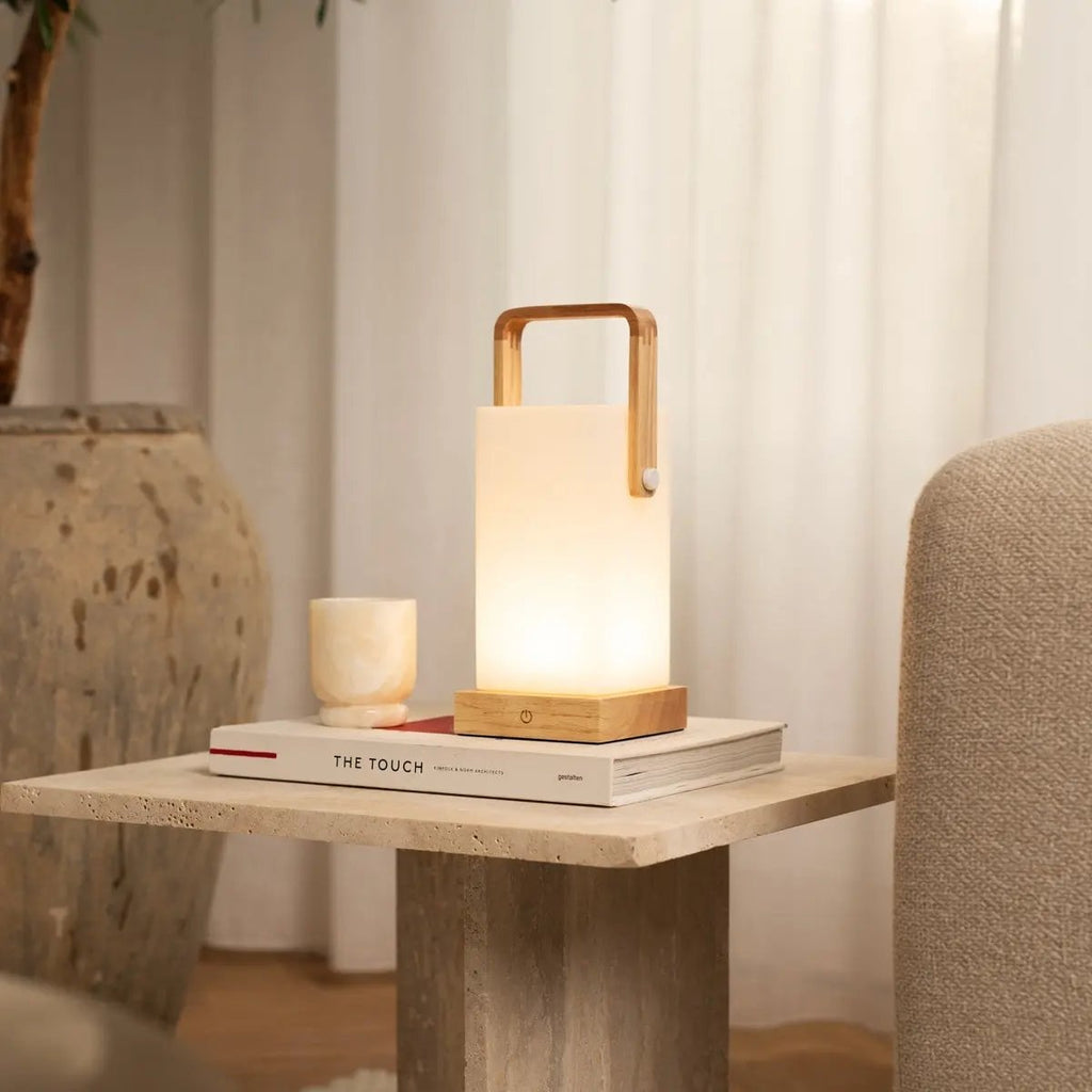 Harper Lichtbruine Houten Lamp | Draagbaar, oplaadbaar en veelzijdig