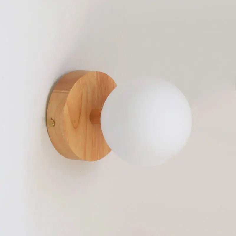 Richella Lichtbruine Houten & Glazen Wandlamp | Oplaadbaar en draadloos