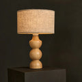 Oliver Lichtbruine Houten Lamp | Linnenmix schaduw en elegant ontwerp