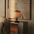 Rover zwarte houten oplaadbare lamp | Snoerloos, dimbaar en linnenmix