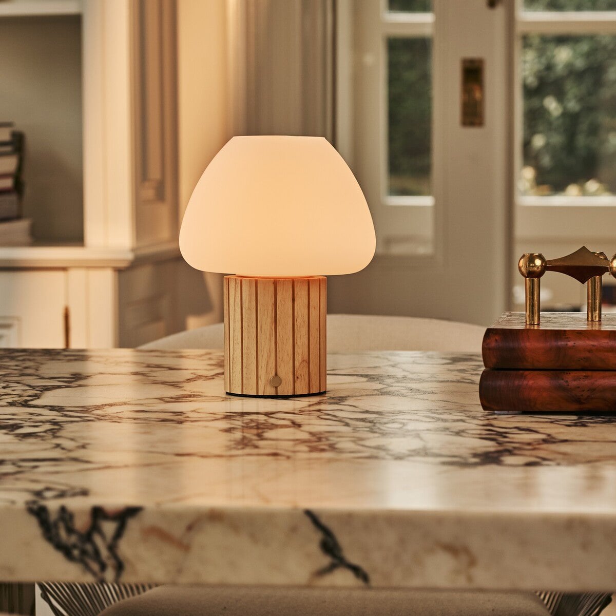 Romée Lichtbruine Oplaadbare Tafellamp | Modulaire lampenkap, dimbaar en 3 lichtkleuren