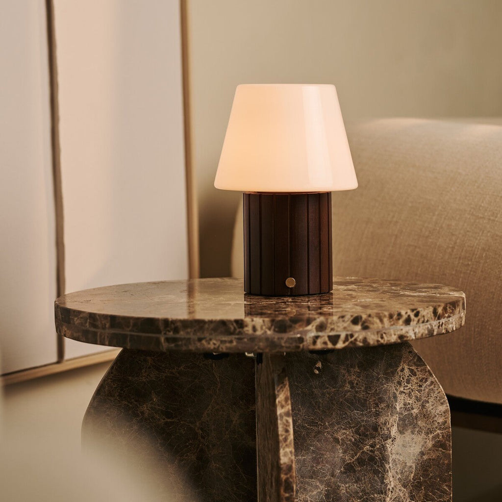 Lex Dark Brown Rechargeable Table Lamp | Stylish, Cordless & 3 Light Modes