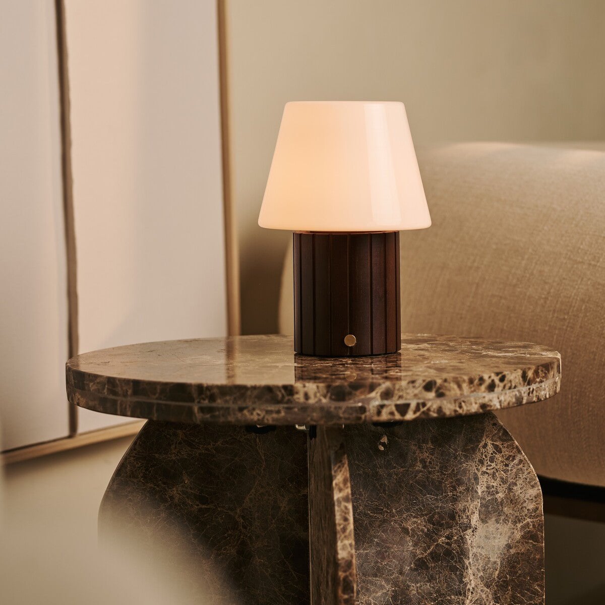 Lex Dark Brown Rechargeable Table Lamp | Stylish, Cordless & 3 Light Modes