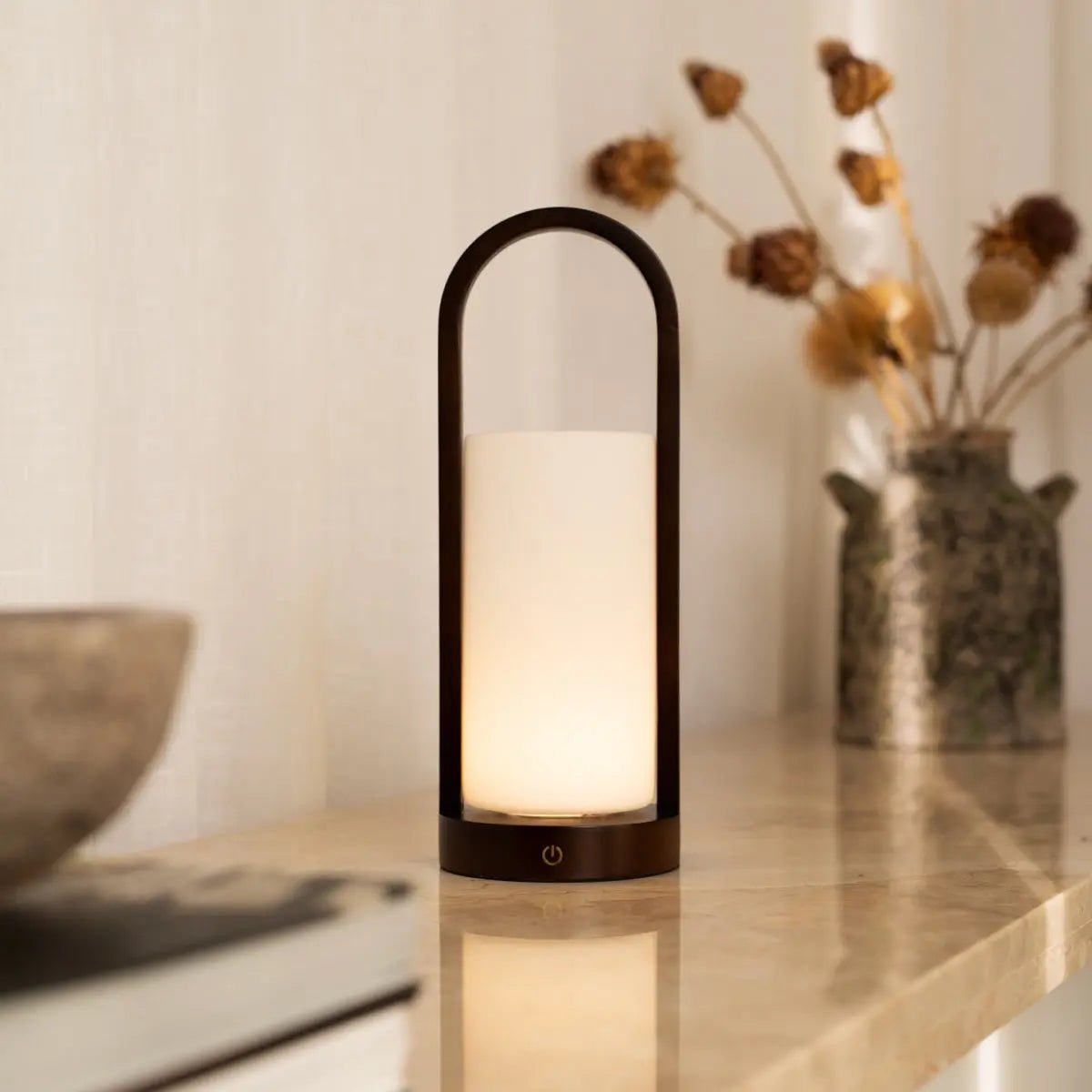 Evie Donkerbruine Oplaadbare Houten Tafellamp | Dimbaar, draadloos en 3 lichtmodi