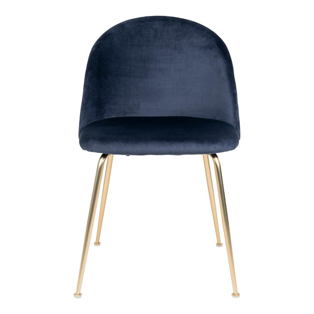 Geneve eetkamerstoel - Fluweel, staal, blauw - Set van 2