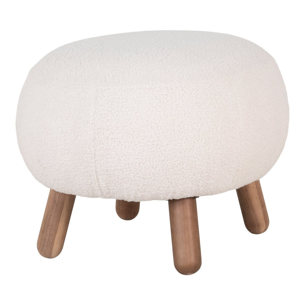 Savona Voetensteun - Wit, Polyester/Rubberhout/Genen, 60x50x37 cm