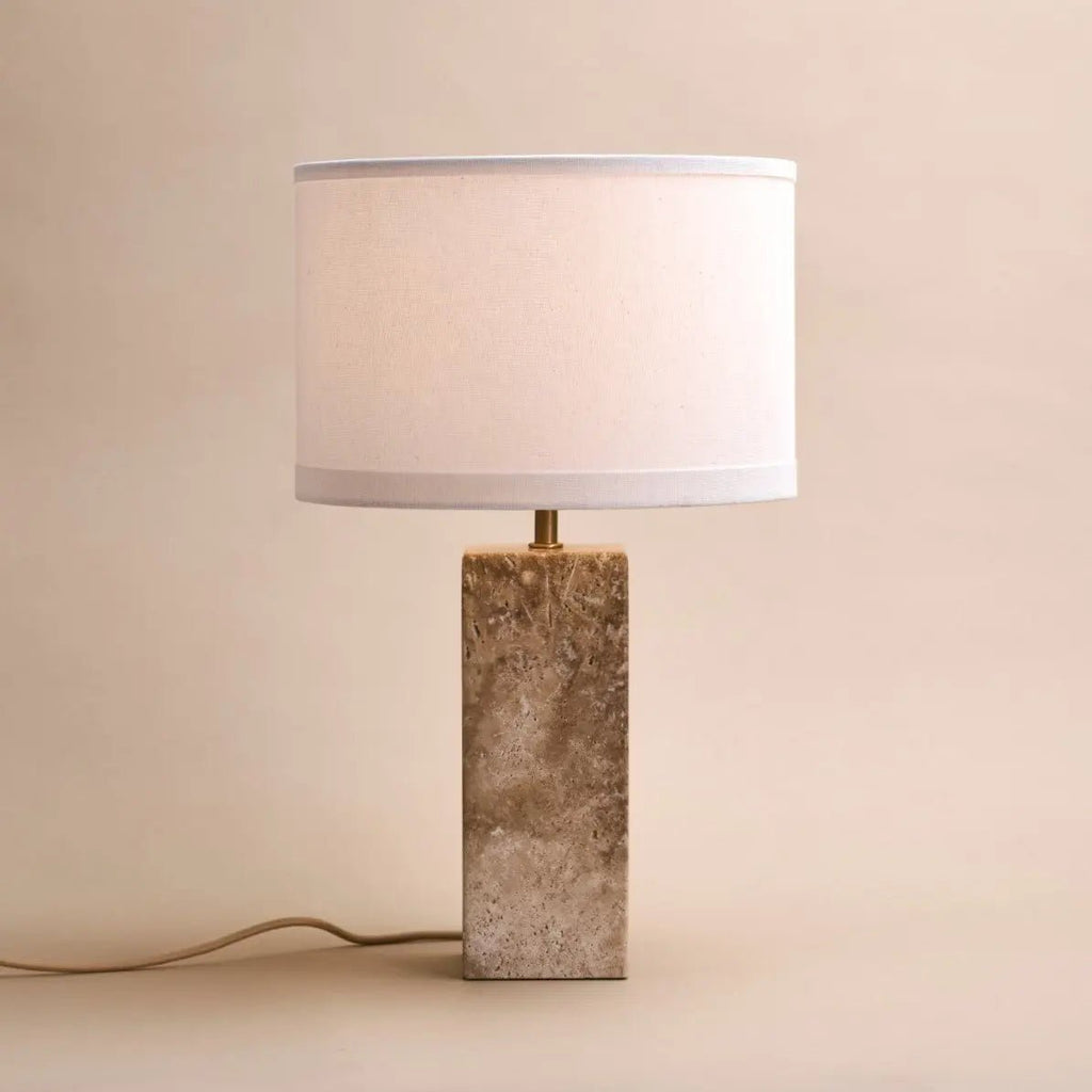 Rosie travertijnlamp | Katoenen kap en elegant ontwerp
