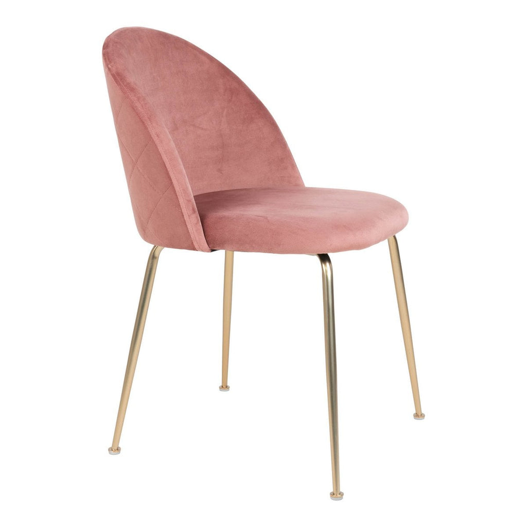 Geneve eetkamerstoel - Fluweel, staal, roze - Set van 2