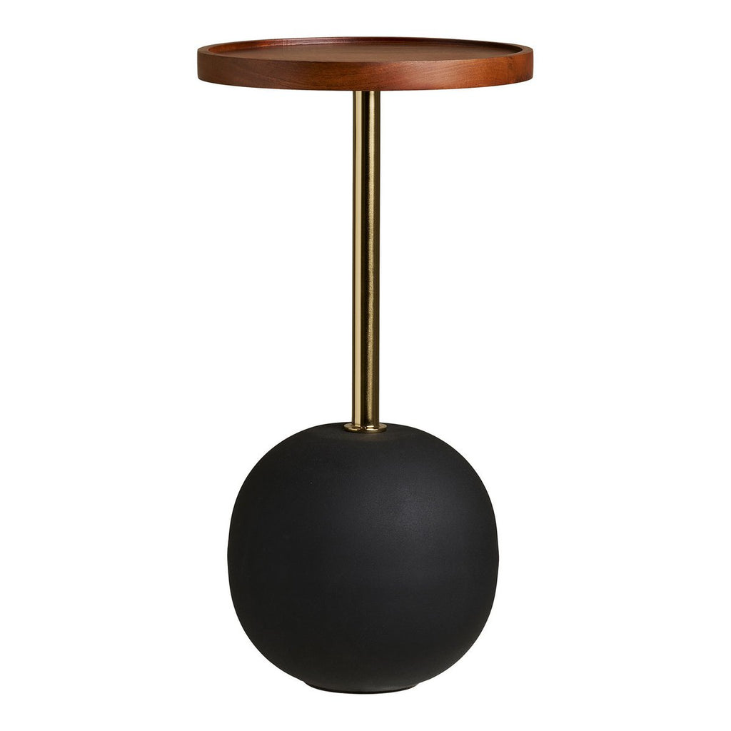 Sirone Bijzettafel, mangohout/staal, zwart/messing look/donkerbruin, Ø30x56 cm
