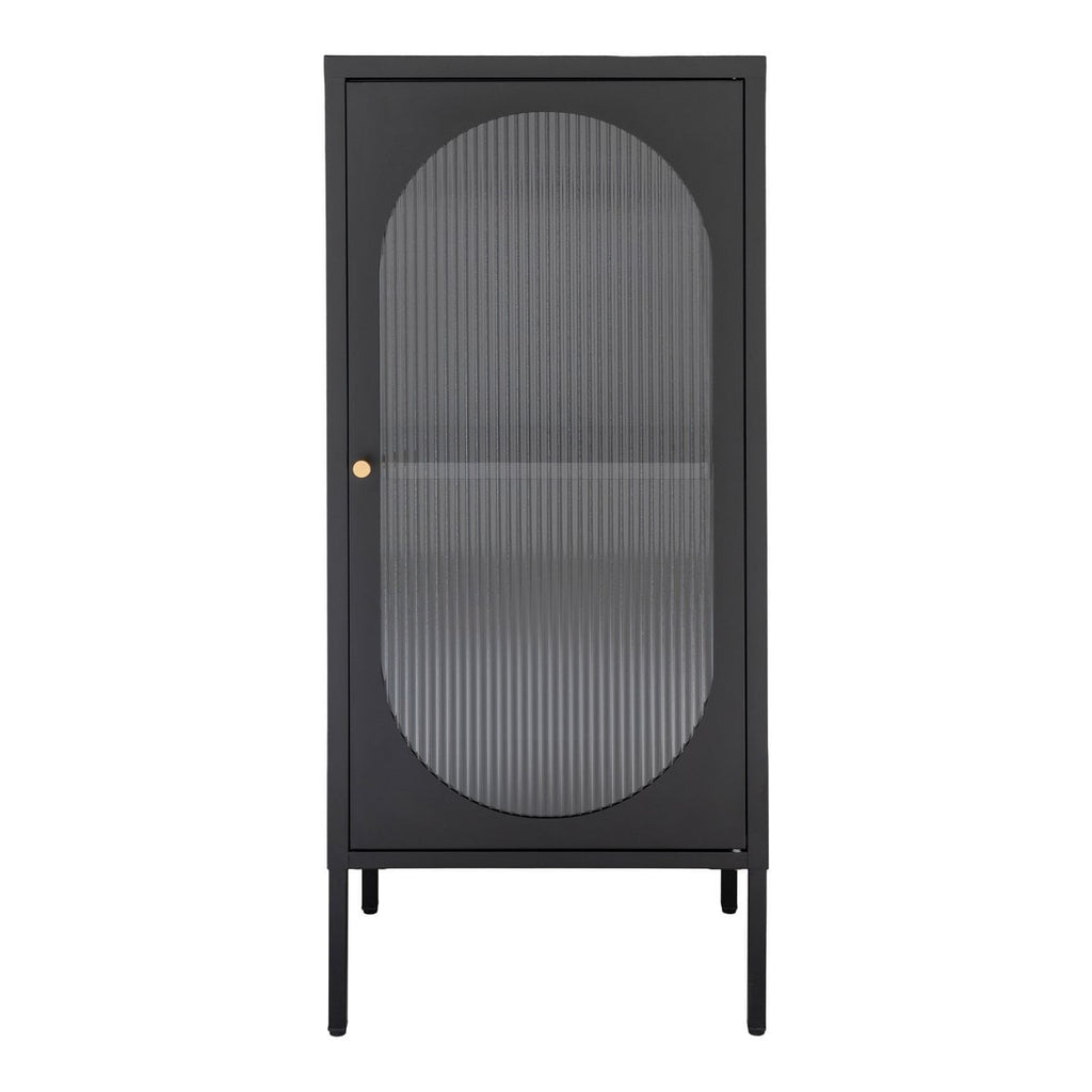 Adelaide Vitrinekast - Zwart, Staal/Glas, 50x35x110 cm