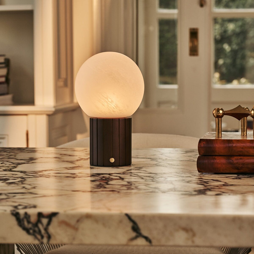 Nadine Dark Brown Rechargeable Table Lamp | 3 Light Colors, Modular Lampshade & Cordless