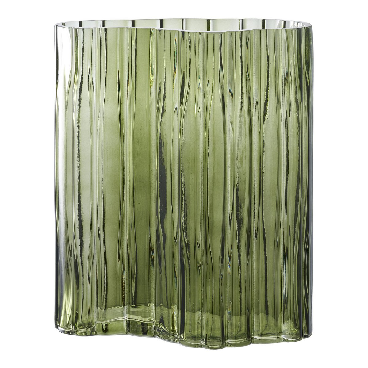 Vaas - Gerookt groen, glas, 21x12x26,5cm