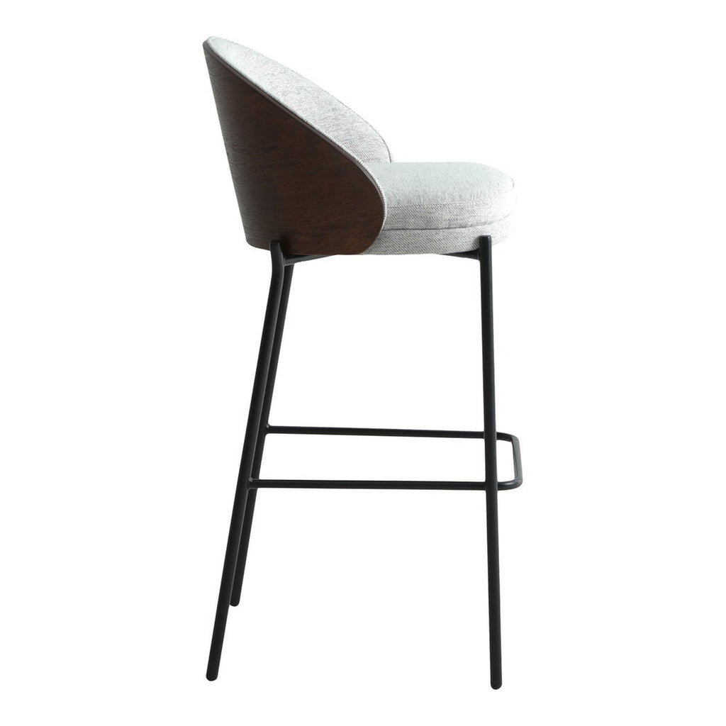 Canelas Barstoel - Lichtgrijs/donkerbruin, MDF/polyester/staal - Set van 2