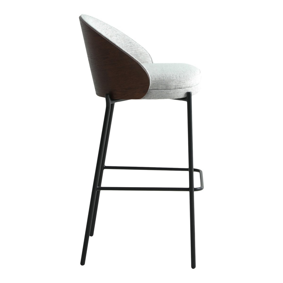 Canelas Barstoel - Lichtgrijs/donkerbruin, MDF/polyester/staal - Set van 2