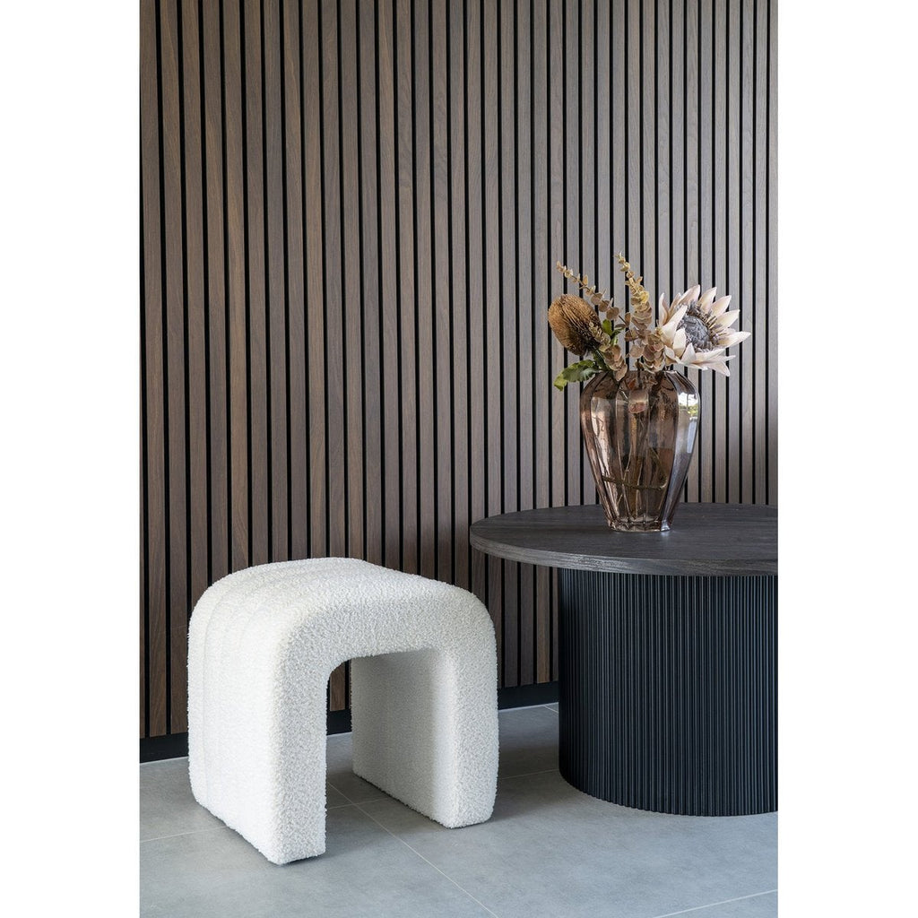 Colma Poef - MDF, Grenenhout, Schuim, Polyester, Wit - 41x36,5 cm