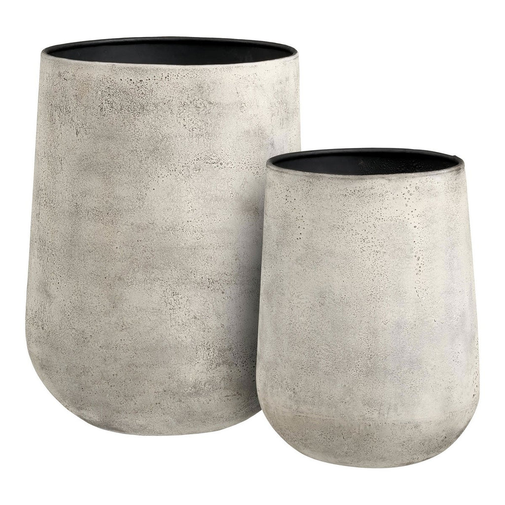 Hou Decoratieve pot, metaal, antiek beige, set van 2