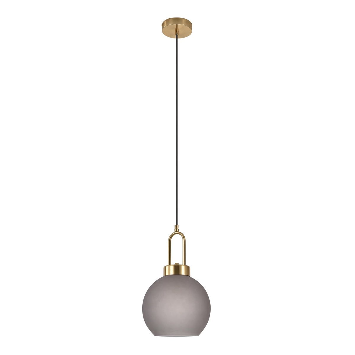 Luton Hanglamp - Messing, Mat Rookglas, Ø20 cm, 150 cm Stoffenkoord
