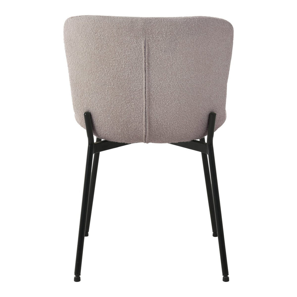 Maceda Eetkamerstoel - Beige Bouclé, Zwarte Poten - Set van 2