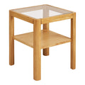 Lourmarin Bijzettafel, eiken/eikenfineer/gehard glas, naturel, 40x40x45 cm