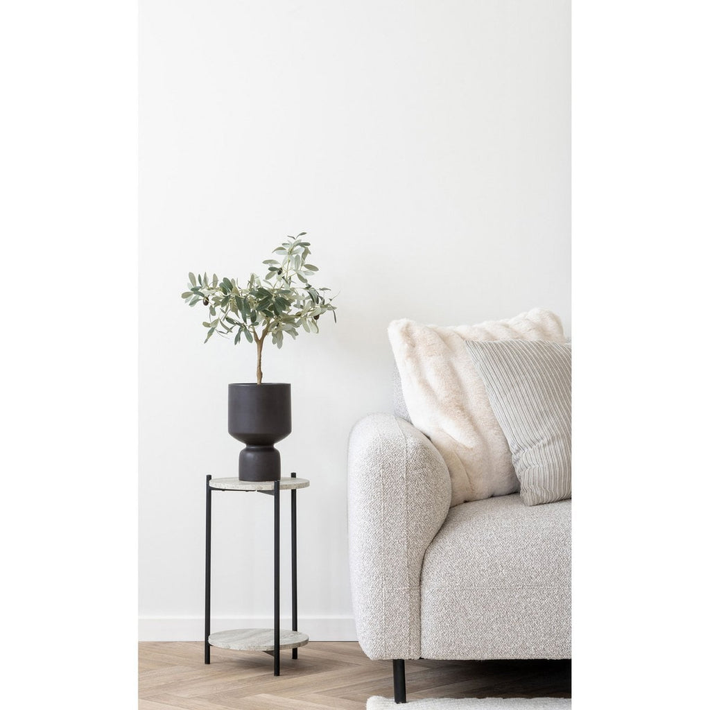 Leuven Bijzettafel - Zwart/Beige, Staal, MDF, Ø27x46cm