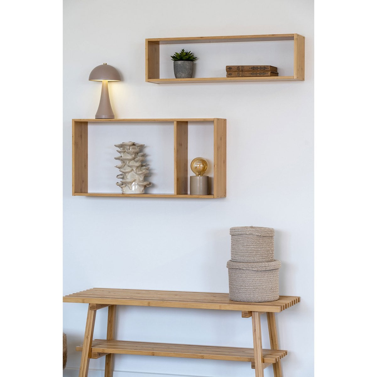 Ember Wandplank - Naturel, Bamboe, 70x15x19,5 cm
