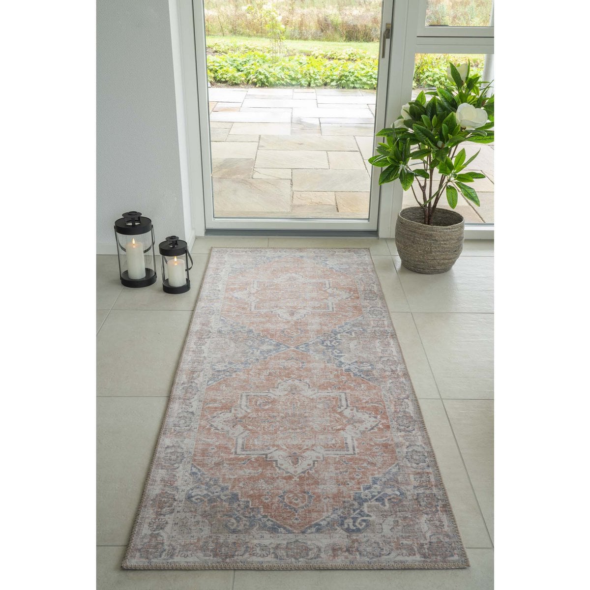 Havana Gangloper - Blauw/Oranje, Chenille Polyester, 80x200 cm