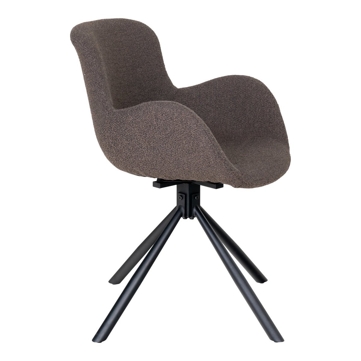 Amorim Eetkamerstoel - Paddestoel Bouclé, Zwart Draaivoet - Set van 2