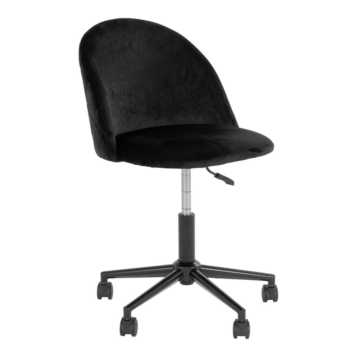 Geneve Bureaustoel - Zwart fluweel, zwarte poten, 55x55x73 cm