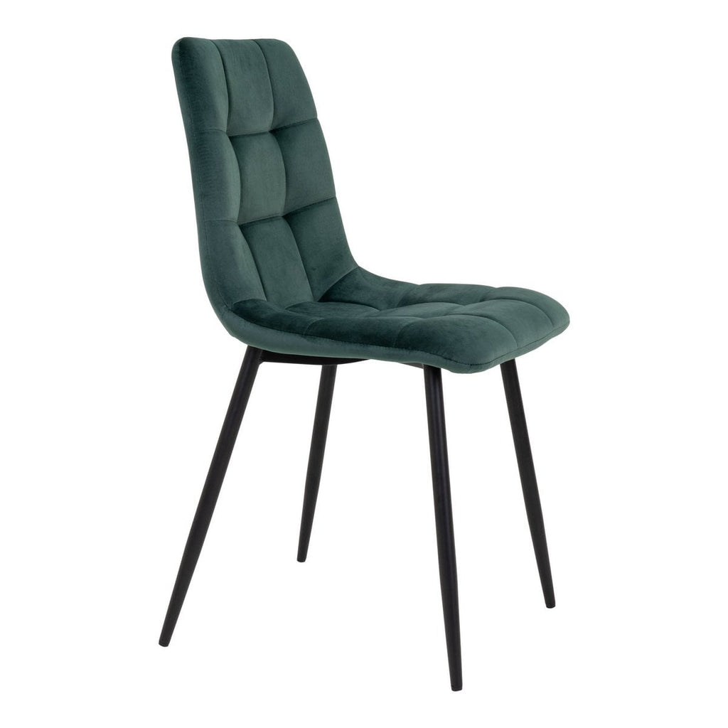 Middelfart Eetkamerstoel - Polyester Fluweel, Staal, Donkergroen - Set van 2