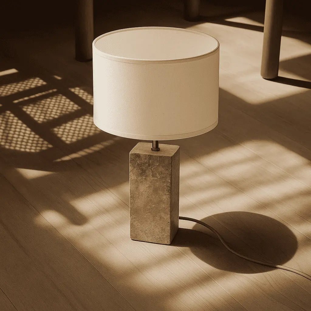 Rosie travertijnlamp | Katoenen kap en elegant ontwerp