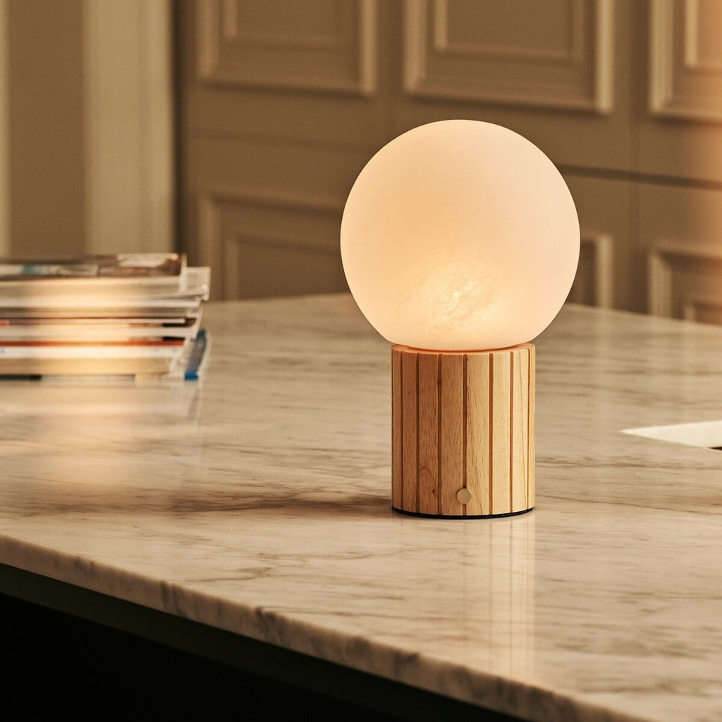 Nadine Light Brown Rechargeable Table Lamp | 3 Light Colors, Modular Lampshade & Cordless