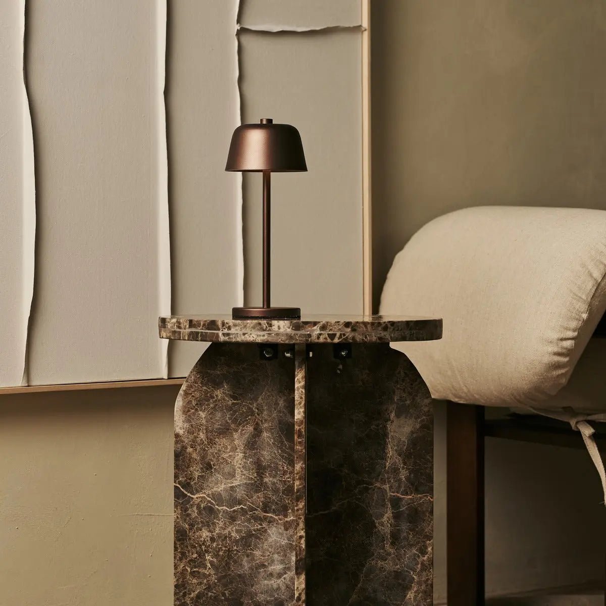 Anton Espresso Brown oplaadbare tafellamp | Stijlvolle en draadloze verlichting