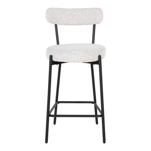 Badalona Counter Chair - Wit Bouclé, zwarte poten, 46x39x90 cm
