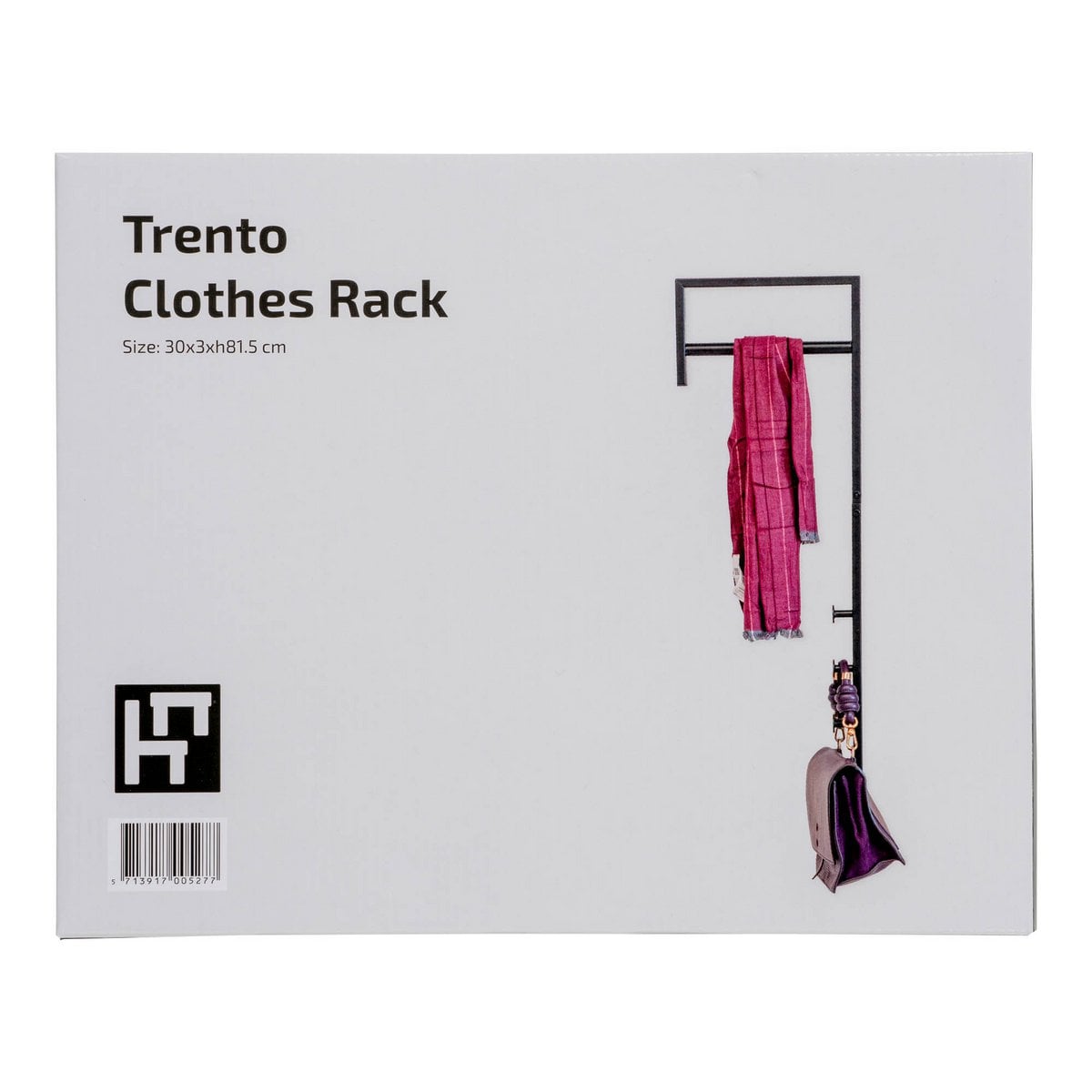 Trento Kledingrek - Zwart, Metaal, 30x3x82 cm