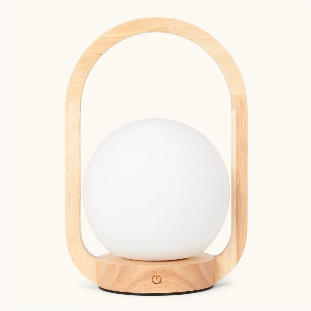 Skye Lichtbruine Houten Snoerloze Lamp | Oplaadbaar, dimbaar en 3 lichtmodi