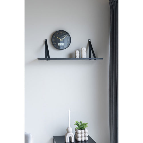 Amiens Wandklok - Zwart, Kunststof, Glas, LCD, Ø25cm