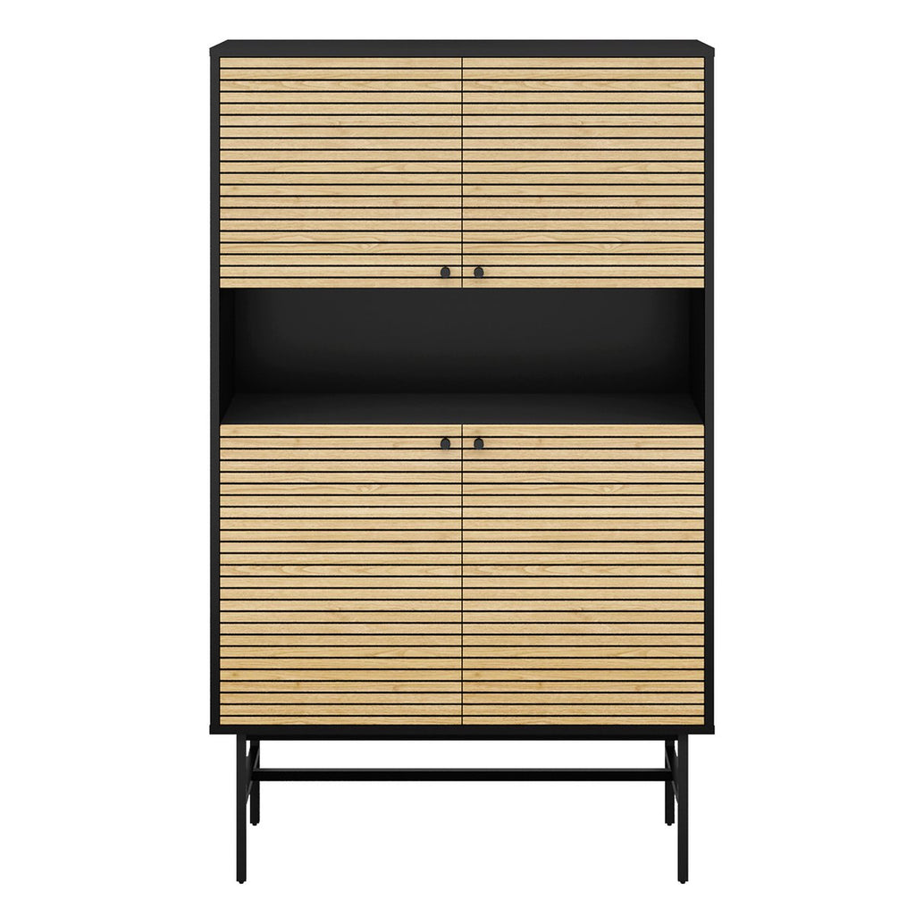 Dressoir zwart/eiken echt houtfineer