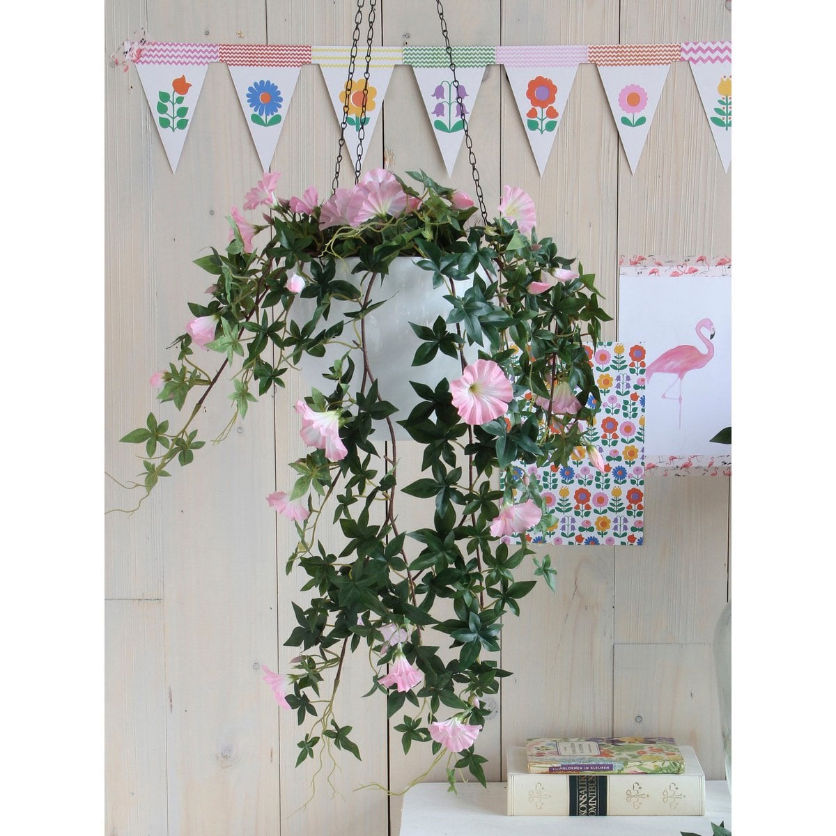 Kunst hangplant  Roze