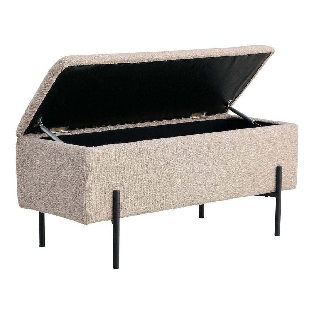 Watford Bank - Beige, Bouclé, met opbergruimte 95x36,5x43cm