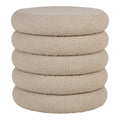 Brooklyn Poef - MDF, Grenenhout, Schuim, Polyester, Beige - Ø44x44 cm