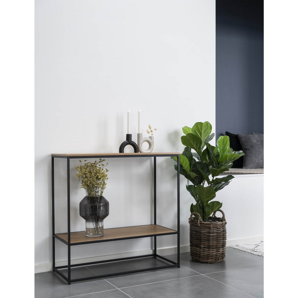 Vita Consoletafel - eikenlook, zwart, 80x36x80cm