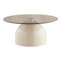 Ravello Salontafel, gehard glas/metaal, grijs/beige, ø70x33 cm