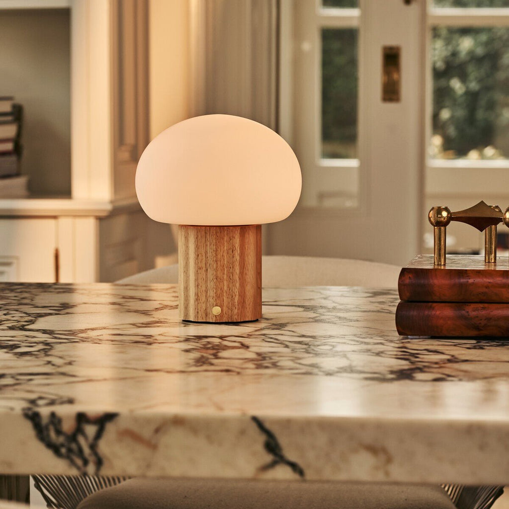 Jord Light Brown Rechargeable Table Lamp | Cordless, Unique & Up to 100 Hours of Light